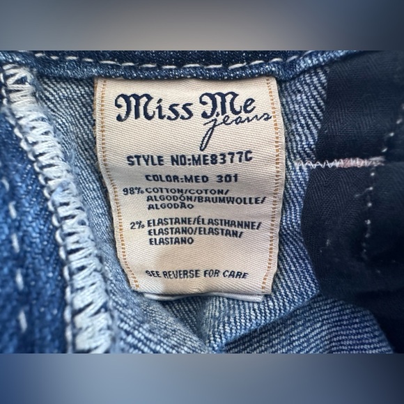 MISS ME MID-RISE CROP DENIM JEANS BLING RHINESTONE WOMENS SIZE 28 - Picture 6 of 11